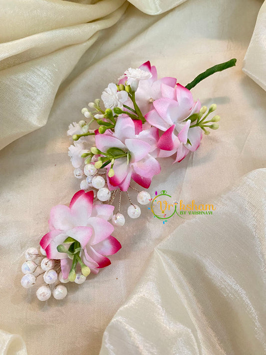 White Pink Veni with Beads- Hair Accessory-H353