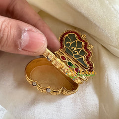 Gold Look Alike AD Stone Kumkum Box-Butterfly -G10266