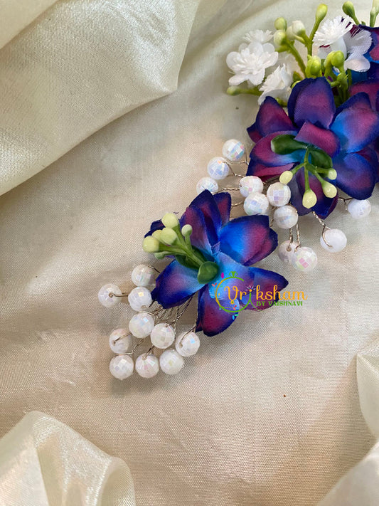Blue Veni with Beads- Hair Accessory-H355