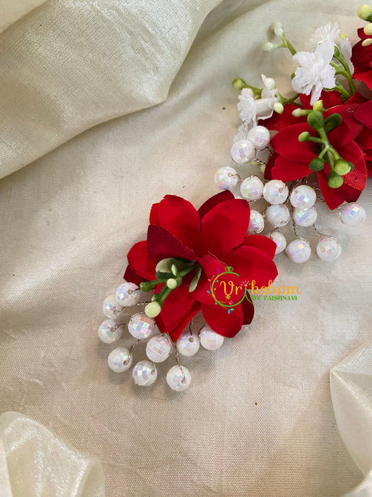 Red Veni with Beads- Hair Accessory-H356