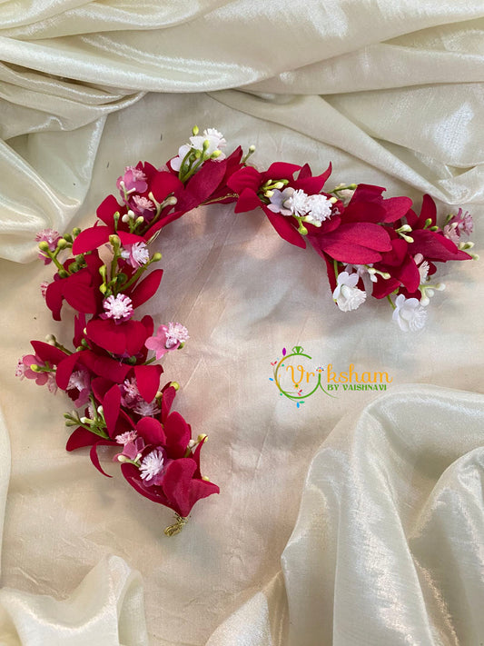 Reddish Pink Veni with Jasmine - Flower Accessory -H369