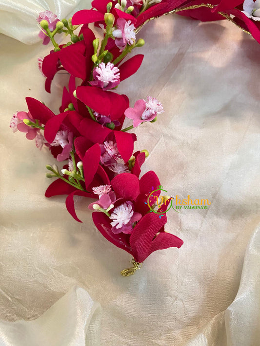 Reddish Pink Veni with Jasmine - Flower Accessory -H369