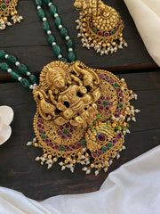 Lakshmi Temple Pendant Beaded Neckpiece -Red Green -G7310