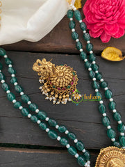 Lakshmi Temple Pendant Beaded Neckpiece -Red Green -G7310