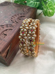 Red Silk Thread Kada Kundan Bangle -Flower and Dice -G8551