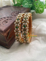 Green Silk Thread Kada Kundan Bangle -Flower and Dice -G8552