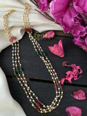 Layered White Beaded Malai with Red Green Interlude Beads -G2461