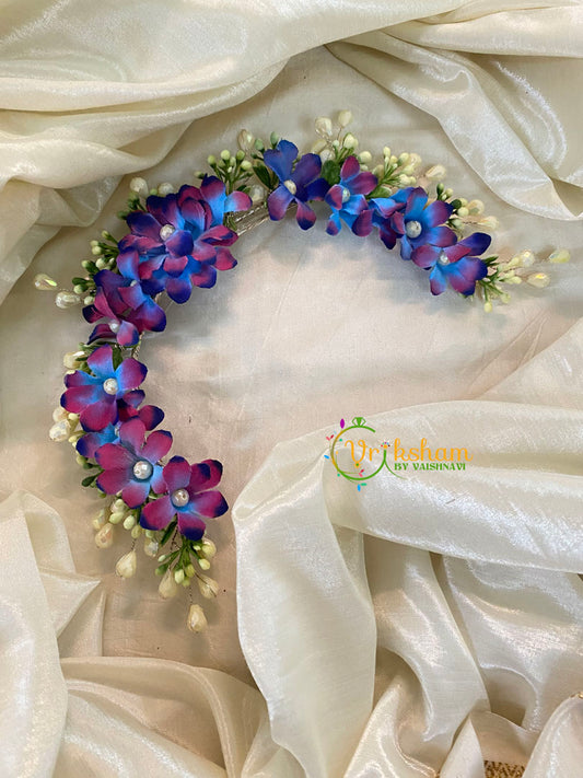 Blue Purple Veni with Beads- Hair Accessory-H363