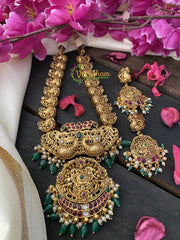 Gold Look Alike Kemp Peacock Short Neckpiece -GREEN BEAD -G2410