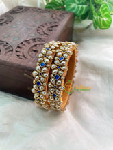 Blue Silk Thread Kada Kundan Bangle -Flower and Dice -G8556