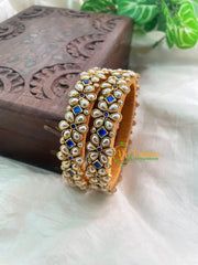 Blue Silk Thread Kada Kundan Bangle -Flower and Dice -G8556