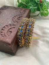 Blue Silk Thread Kada Kundan Bangle -Diced Flower-G8557