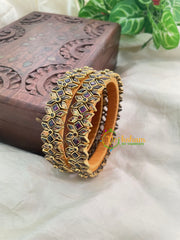 Purple and Red Silk Thread Kada Kundan Bangle -Diced Flower -G8562