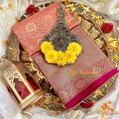 Peach Floral Kanchi Silk Saree-VS1777