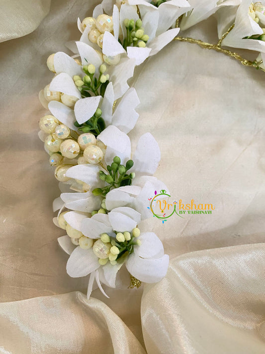 White Veni with Beads- Flower Accessory-H378