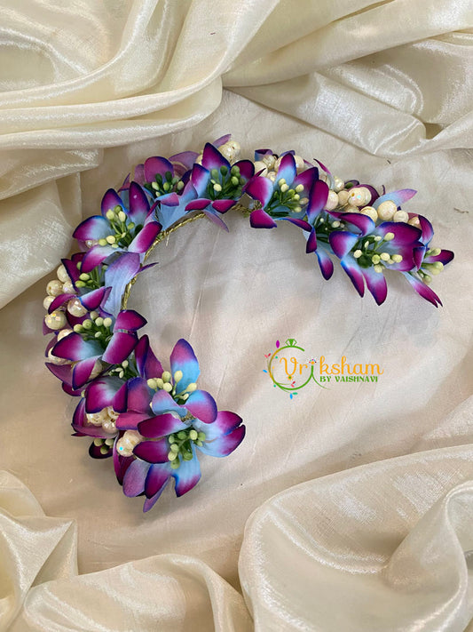 Blue Purple Veni with Beads- Flower Accessory-H379