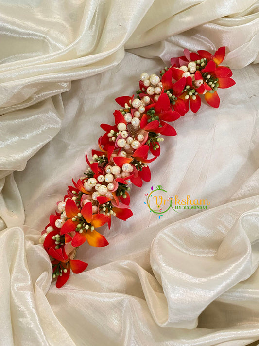 Fire Red Veni with Beads- Flower Accessory-H380