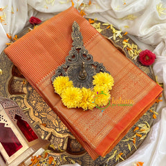 Brownish Orange Kanchi Silk Saree-VS1749