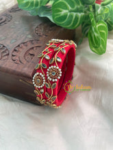 Red Silk Thread Kundan Kada Bangle -Vine-G8643