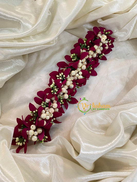 Maroon Veni with Beads- Flower Accessory-H350