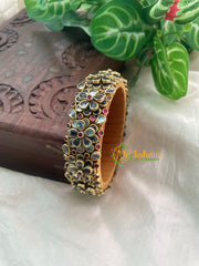 Pink Maroon Glossy Silk Thread Kundan Kada Bangle -Bloom-G8630