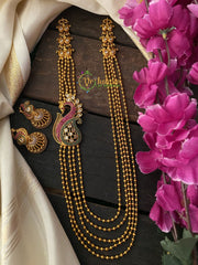Traditional Matt Neckpiece with Mugappu-Peacock Mugappu -G2467