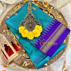 Aqua Light Blue Thiribhuvanam Silk Saree -Mix -VS1761