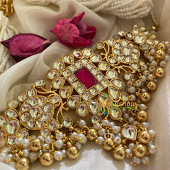 Precious Kundan Jadau Pearl Neckpiece-Gold and Pearl -J323