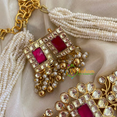 Precious Kundan Jadau Pearl Neckpiece-Gold and Pearl -J323