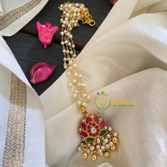 Precious Kundan Jadau Pendant Pearl Mala-Lotus-J328