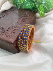 Blue Glossy Thin Silk Thread Kundan Bangle -Dots-G8586