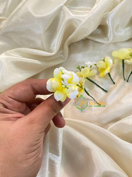 Yellow White Bridal Flower Accessory -6 pieces -H373