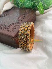 Glossy Brown Thin Silk Thread Kundan Bangle -tilak-G8581