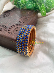 Blue Matt Thin Silk Thread Kundan Bangle -Tilak -G8570