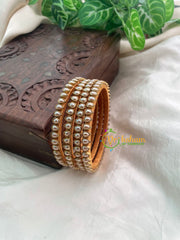 Pearly White Thin Silk Thread Kundan Bangle -Tilak -G8568