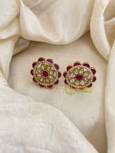 Precious Jadau Kundan Studs -Red White-J1457