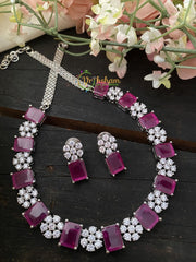 American Diamond Choker with Pink Stones -G1940