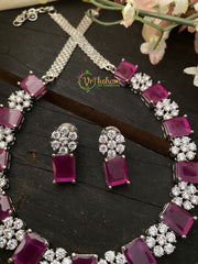 American Diamond Choker with Pink Stones -G1940