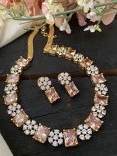 American Diamond Choker with Yellow Stones -G1939