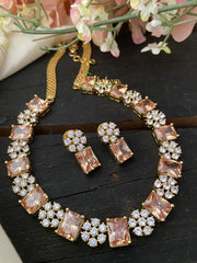 American Diamond Choker with Yellow Stones -G1939