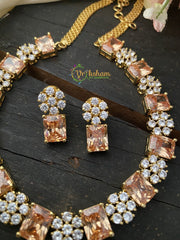 American Diamond Choker with Yellow Stones -G1939