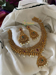 Intricate CZ stone gold look alike short neckpiece -G878