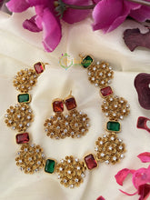 Simple AD Stone Choker -Red and Green-G2348
