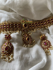 Premium High Neck Choker - Ruby -G132