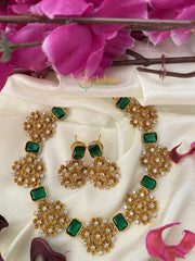 Simple AD Stone Choker -Green white -G2352
