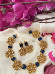 Simple AD Stone Choker -Blue white -G2349