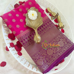 Pink with Purple Kora Organza Soft Silk Saree-VS2258