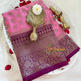 Rose with Purple Kora Organza Soft Silk Saree-VS2255