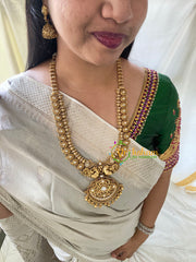 AD Stone Traditional Maanga Haram with Pendant -White -G5939