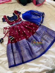 Maroon Blue Indian Traditional Girls Lehenga Set -VS904